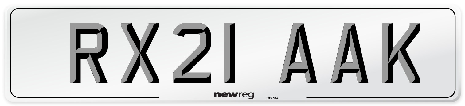 RX21 AAK Number Plate from New Reg